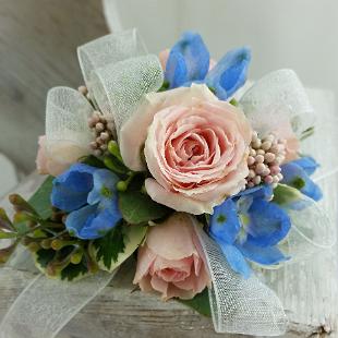 BF0712-Soft Pink and Cornflower Blue Wrist Corsage