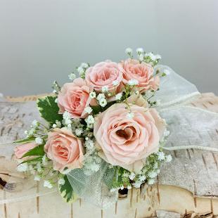 BF0730-Light Pink Rose and Baby's Breath Pin On Corsage