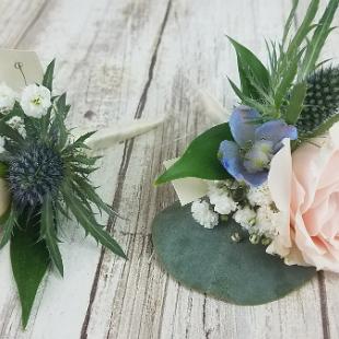 BF0776-Blush and Blue Boutonniere's