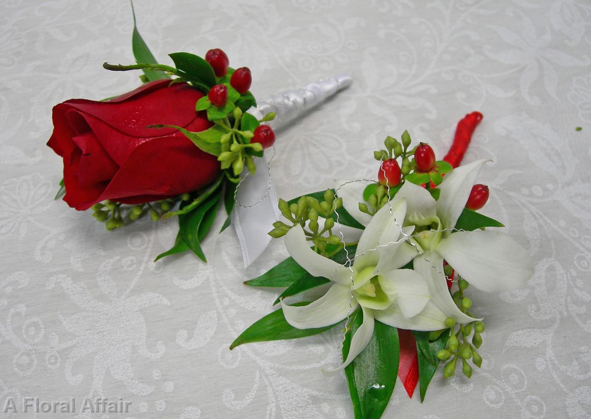 BF0283-Chic Red and White Boutonnieres