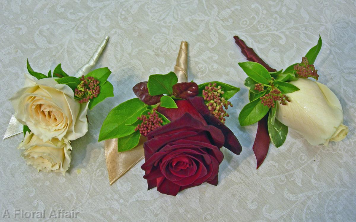 BF0286-Romantic Winter Red and White Boutonnieres