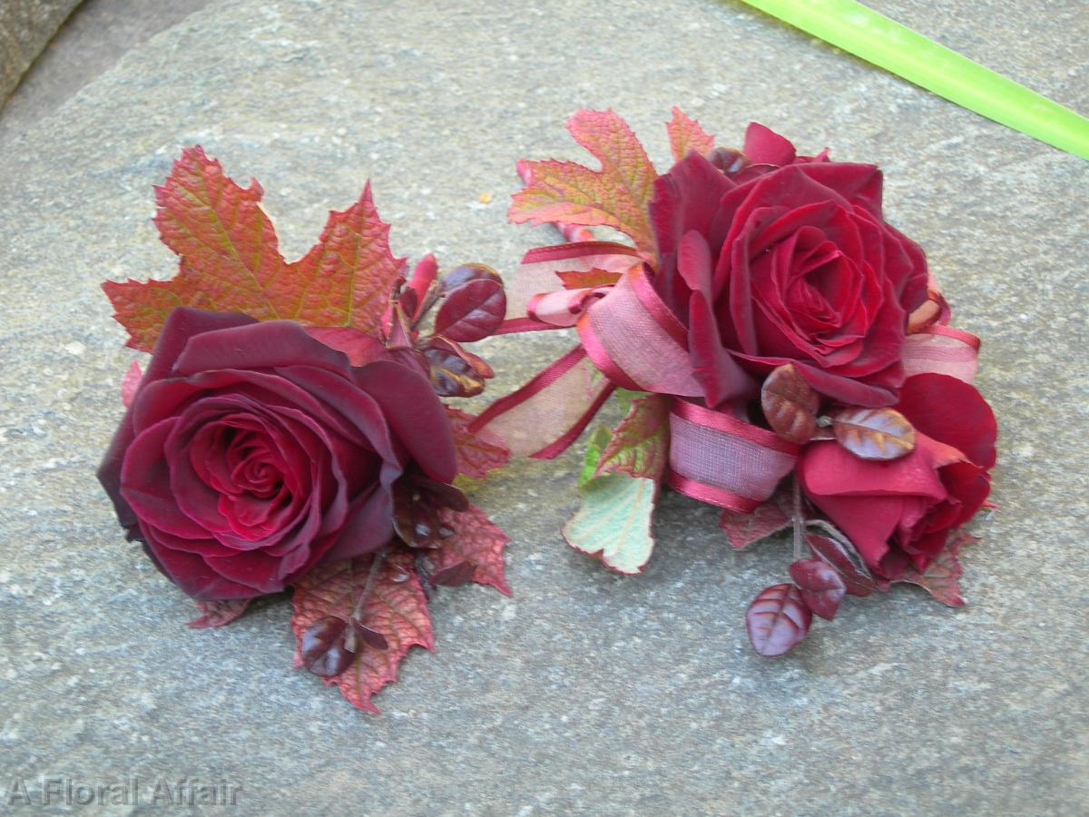 BF0345-Red Fall Boutonniere and Corsage