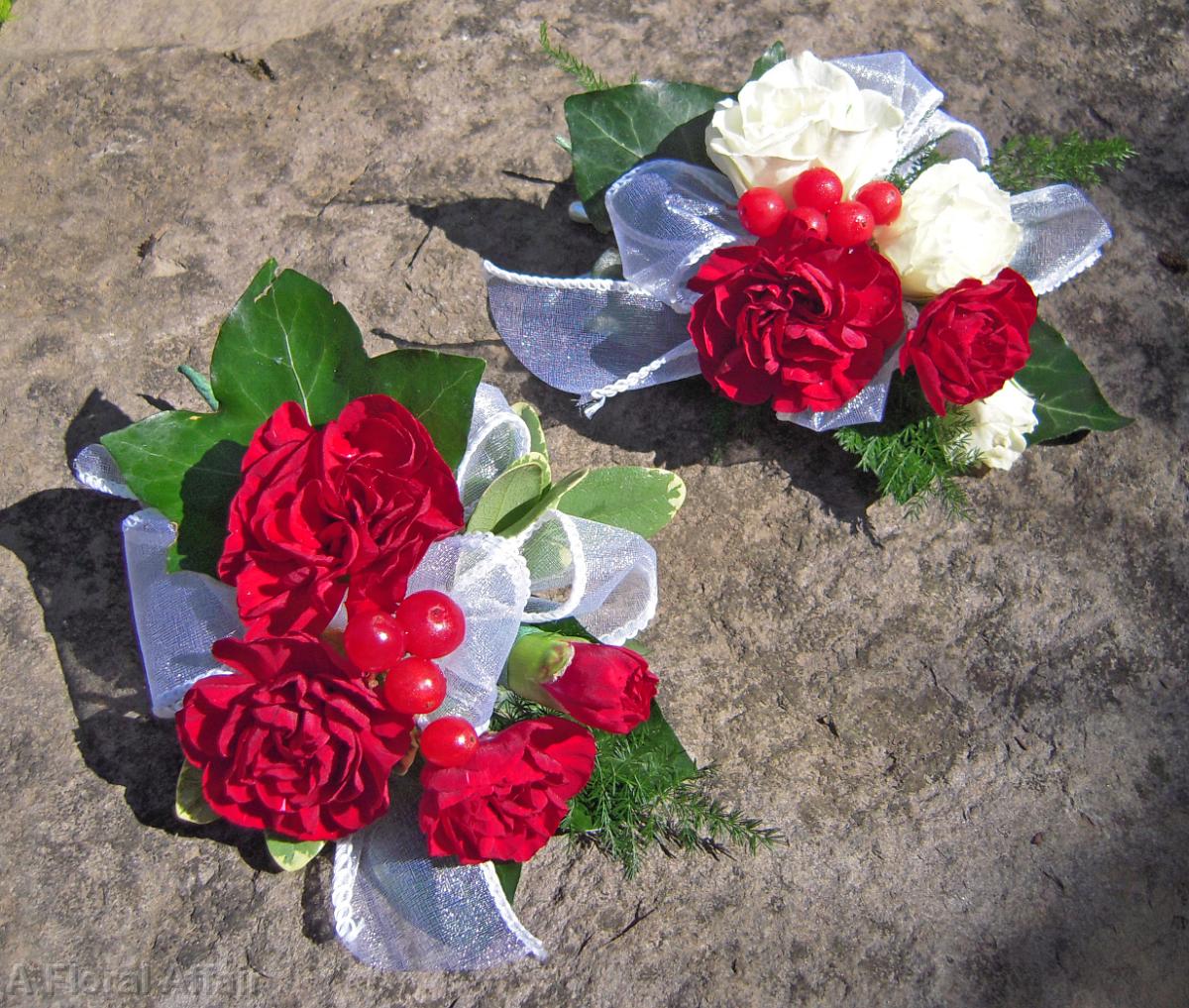 BF0418-Red and White Carnation Corsages