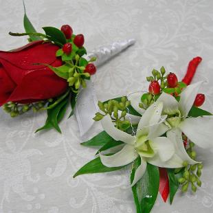 BF0283-Chic Red and White Boutonnieres