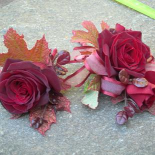 BF0345-Red Fall Boutonniere and Corsage