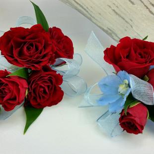 BF0703-Red and Light Blue Corsages