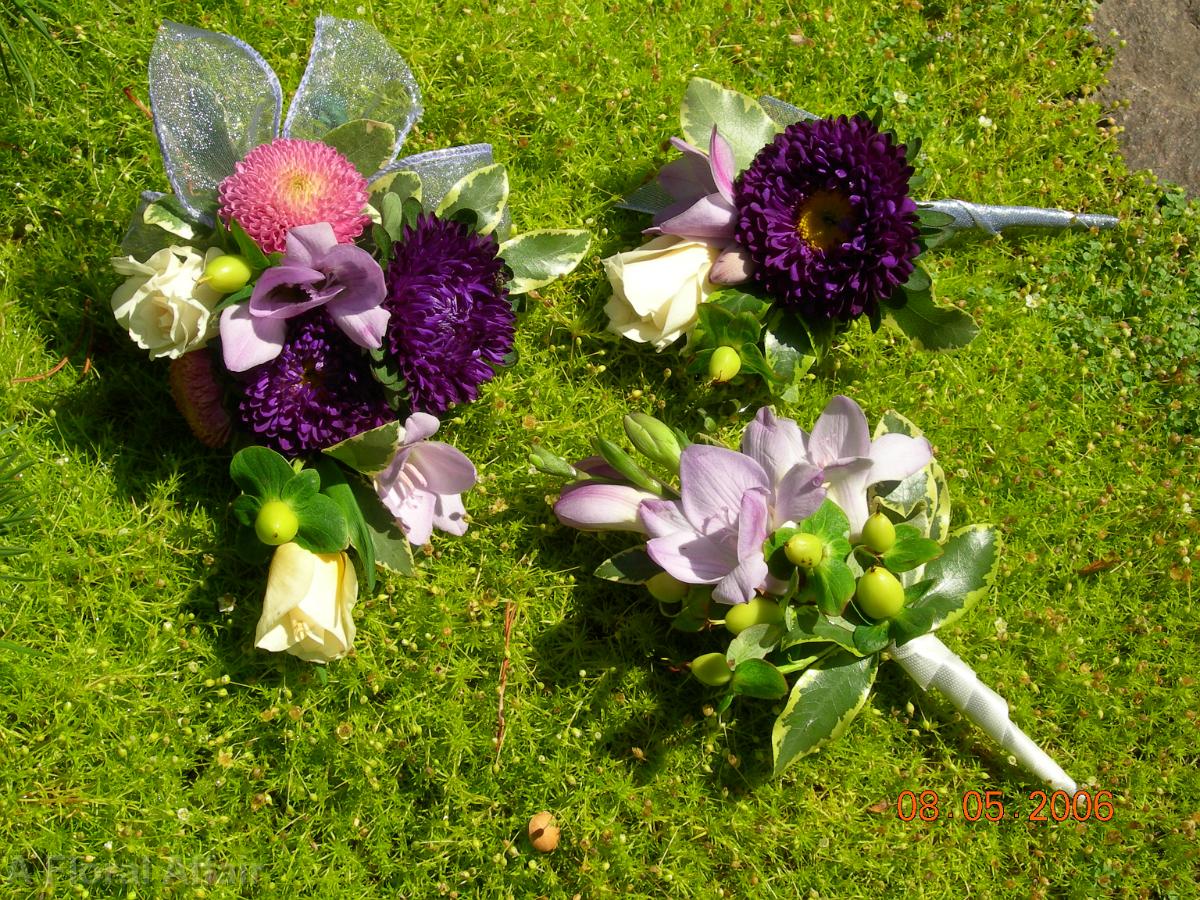 BF0104-Purple Garden Corsage and Boutonnieres