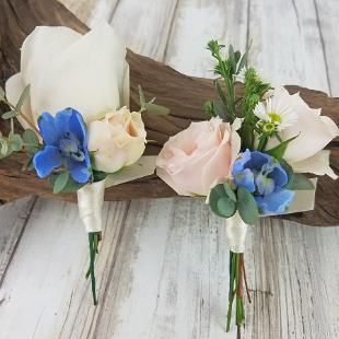 BF0771-Blush Rose and Blue Belladonna Boutonniere