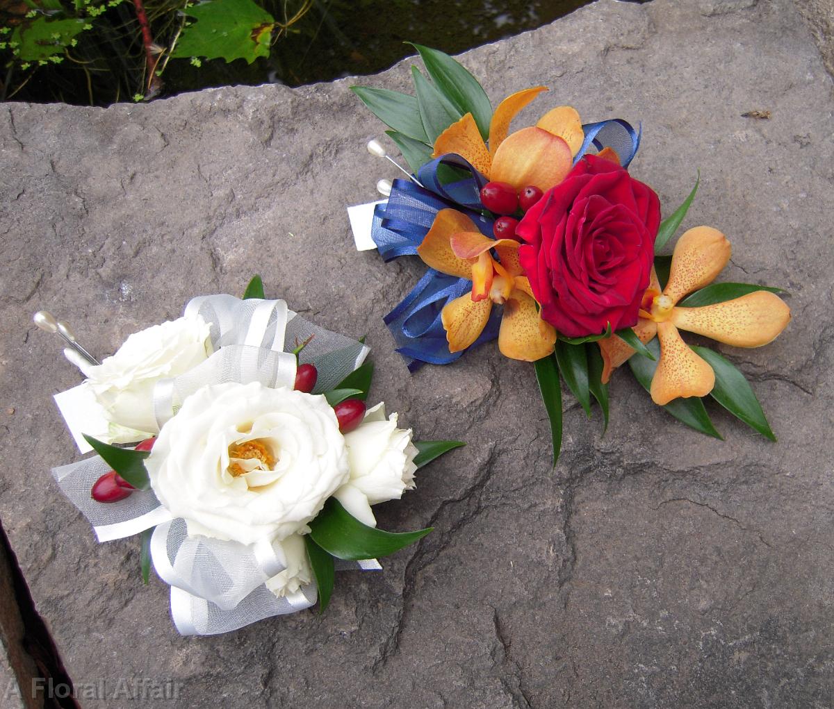 BF0431-Navy, Burnt Sienna and Red Corsages