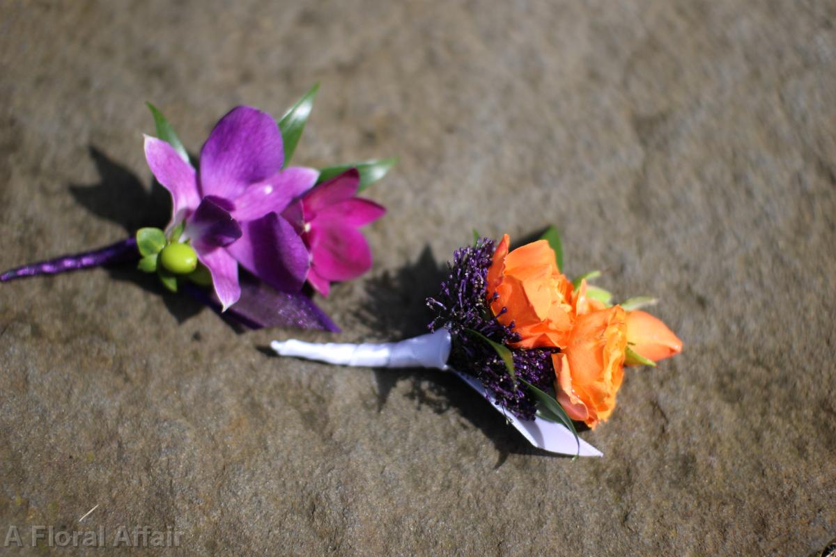 BF0454-Grape and Tangerine Boutonniere