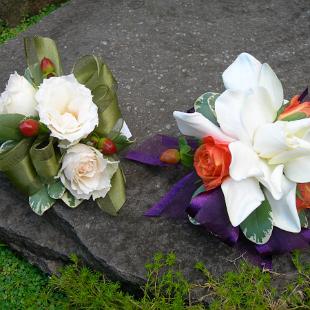 BF0354-Ivory Rose and Gardenia Corsages