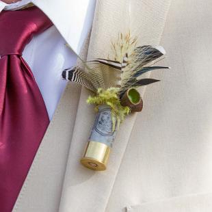 BF0745-Shot Gun Shell and Duck Feather Grooms Boutonniere