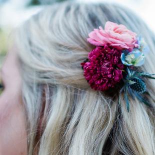 BF0790-Coral and Blue Flowers For Hair
