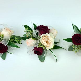 BF0805-Burgundy and Blush Wrist Corsages