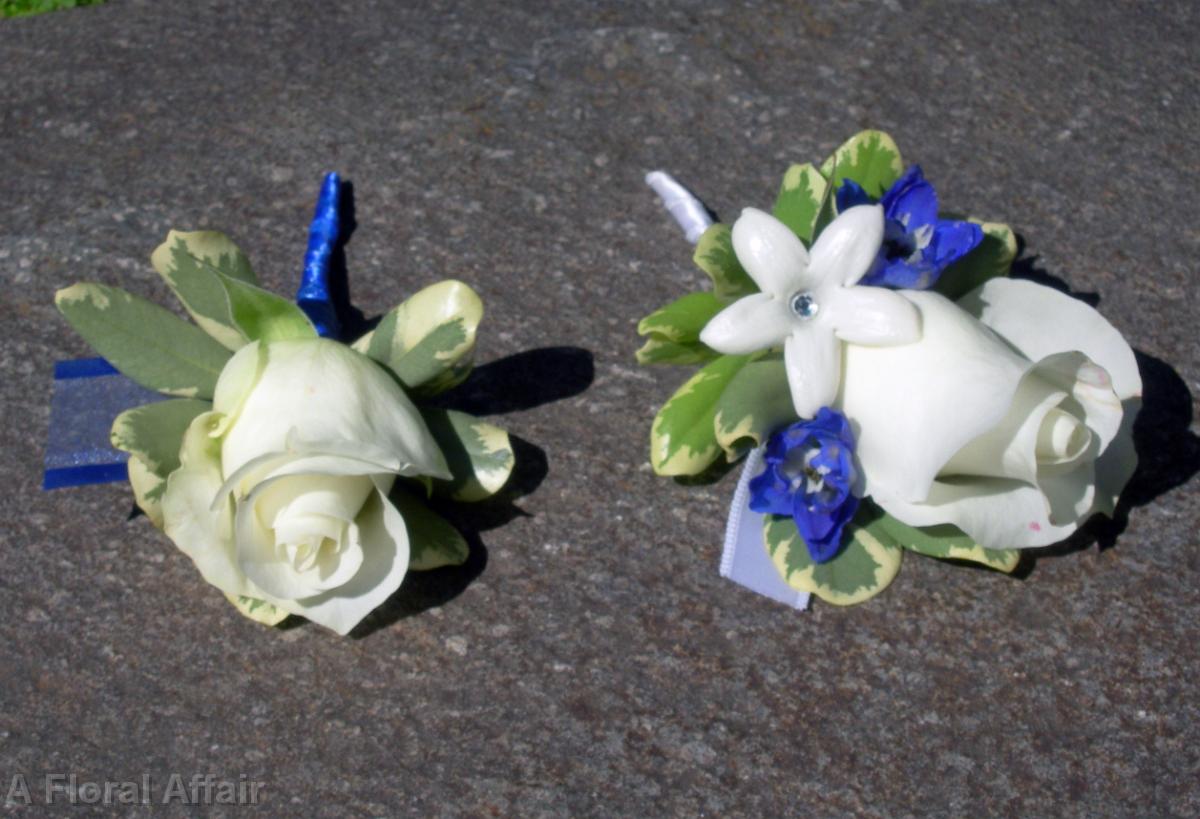 BF0340-Horizon Blue and White Boutonnieres