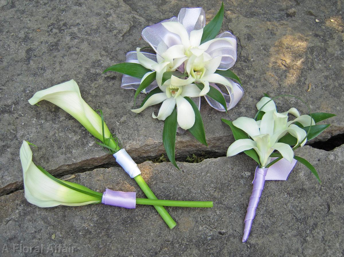BF0439-White Boutonnieres and Corsage