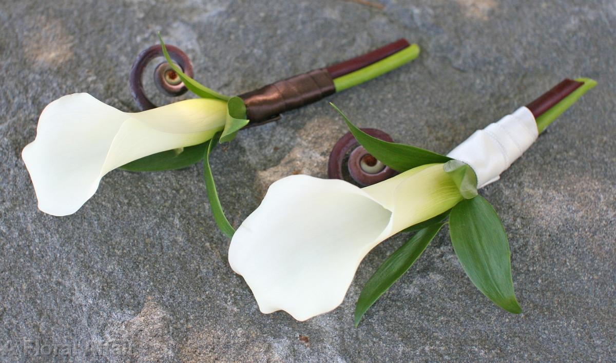 BF0497-Calla Lily and Fern Curl Boutonnieres