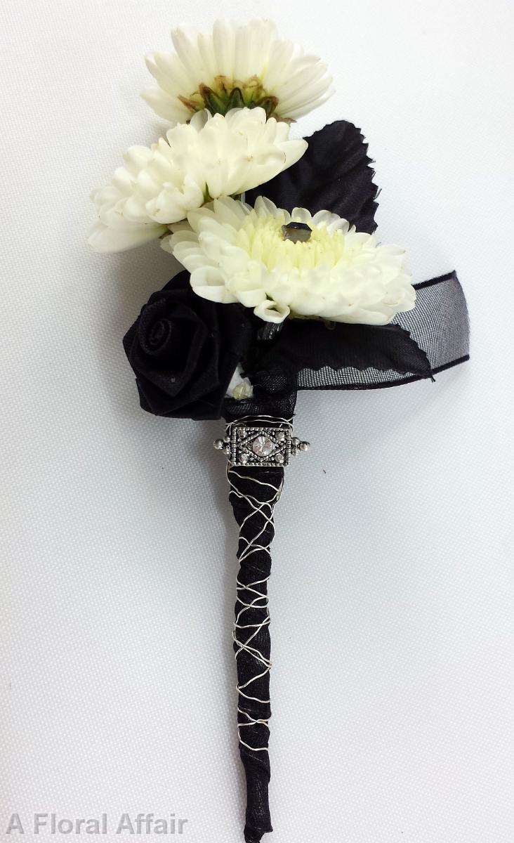 BF0667-Black and White Simple Edgy boutonniere