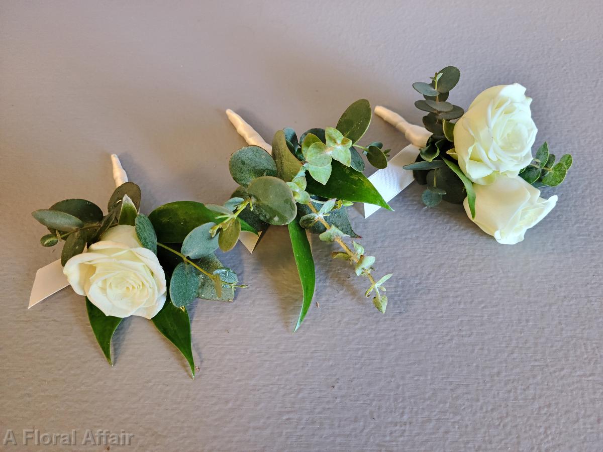 BF0814-Small White Rose and Eucalyptus Boutonnieres edited-1