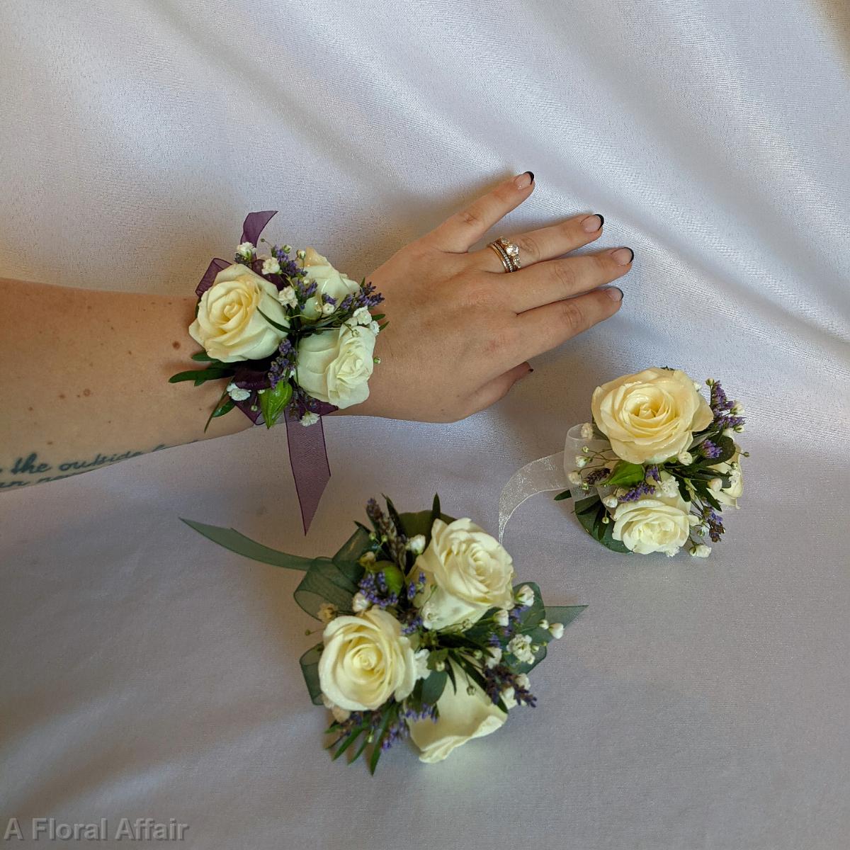 BF0823-White and Lavender Wrist Corsages edited-1