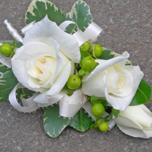 BF0349-White Rose Pin Corsage