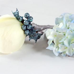 BF0587-Winter White and Lt Blue Boutonnieres