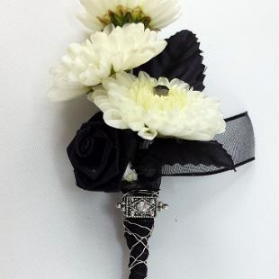 BF0667-Black and White Simple Edgy boutonniere