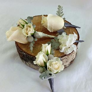 BF0675-Rose and Dusty Miller Boutonnieres
