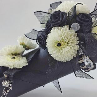 BF0753-Black and White Hollywood Glam Boutonniere and Corsage edited-1