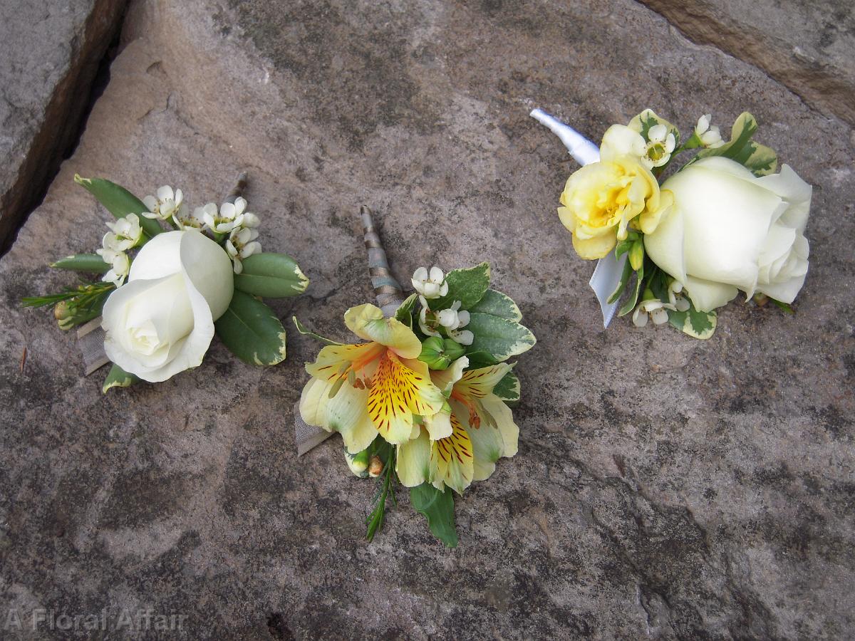 BF0409-Soft Yellow and White Boutonnieres