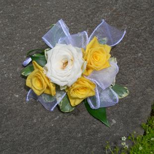 BF0321-Simple Yellow and Ivory Rose Corsage