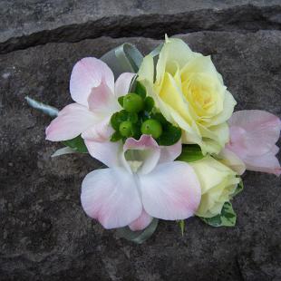 BF0441-Soft Pink Orchid and Yellow Rose Corsage