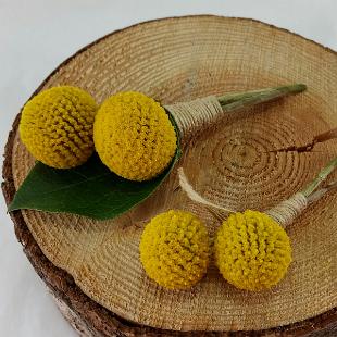 BF0676-Yellow Billy Ball with Twine Boutonniere
